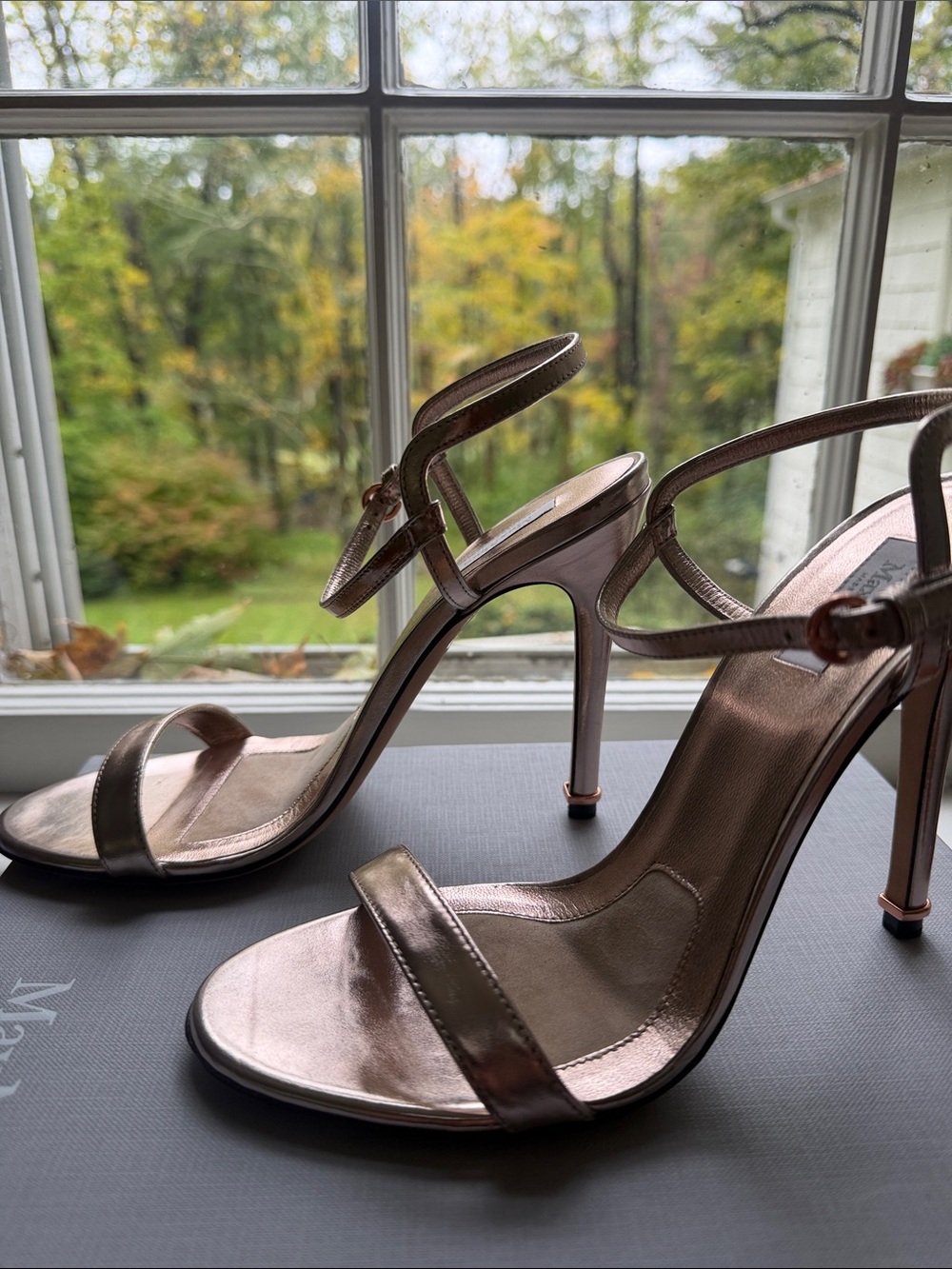 MaxMara Rose Gold Metallic Stiletto Sandals